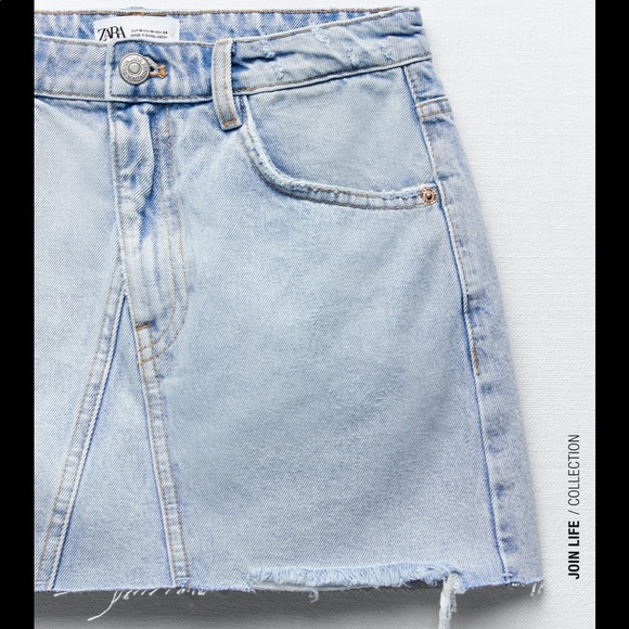 ZARA ASYMMETRICAL DENIM SKIRT - Picture 5 of 9